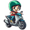 Boy rides scooter