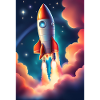 Fusée mignonne dans l’espace
