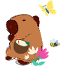 Capybara,illustration,cocktail,papillon,fleur