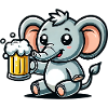 Cute Elephant Drinking Beer