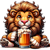Cute Lion Drinking Beer