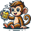 Cute Monkey Drinking Beer