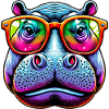 Hippopotamus with sunglasses