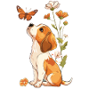 Beagle et papillon