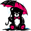 Teddy mit Regenschirm – Mistwetter