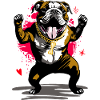 Bulldog Street Art with Bone Chain