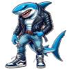 Cool Shark i læderjakke Design