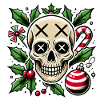 Festive Skull with Christmas Elements