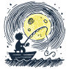 Full Moon Angler Silhouette