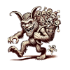 Krampus happily carries screaming children
