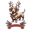 Christmas dachshund with antlers