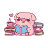 Cute Piggy Loves Reading Books