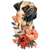 Mops mit Blumen