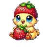 Cute Chick Strawberry Hat Cartoon