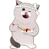 Cute Chubby Cat Holding Sushi