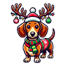 Cheerful dachshund with reindeer antlers