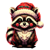 Cute Christmas raccoon with hat
