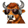 COW WITH SUNGLASSES HEADPHONES