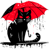 Cat with umbrella – bad weather