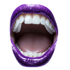 Open mouth with purple lipstick