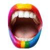 Mouth with rainbow lipstick