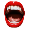 Open mouth with red lipstick