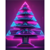 Neon-Tannenbaum im Cyberpunk-Stil