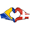 Bosnien Danmark flag hænder hjerte form brugt