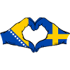 Bosnien, Sverige, Flagga, Händer, Hjärta, Form