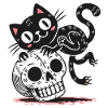 Black Cat and Skull