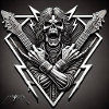 Skull with Guitar Cross
