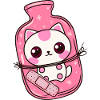 Chat Kawaii avec Bouillotte - Bon Rétablissement