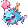Piranha Fish Birthday Comic Cute
