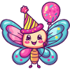 papillon anniversaire bande dessinée mignon