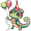 Chameleon Birthday Comic Cute