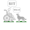 De rolstoel zit de Symboolhumor van de Hondgang