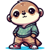 Linda nutria de dibujos animados en atuendo casual