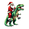 Père Noël sur dinosaure