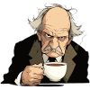 Alter Mann mit einer Kaffeetasse