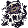 Cat skull with universe