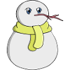 Snowman wearing a yellow scarf