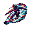 Futuristic snowboarder in space