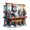 Winter Snowman Après-Ski Scene