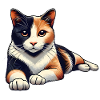 Relaxed Calico Cat Illustration