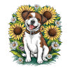 Lagotto Romagnolo with sun flowers