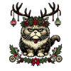 Christmas cat with antlers