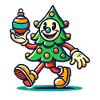 Retro Christmas Tree Cartoon Style