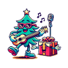 Merry Christmas Tree Retro Music