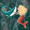 Mermaid kisses shark