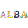 ALBA Name mit Blumen geschmückt